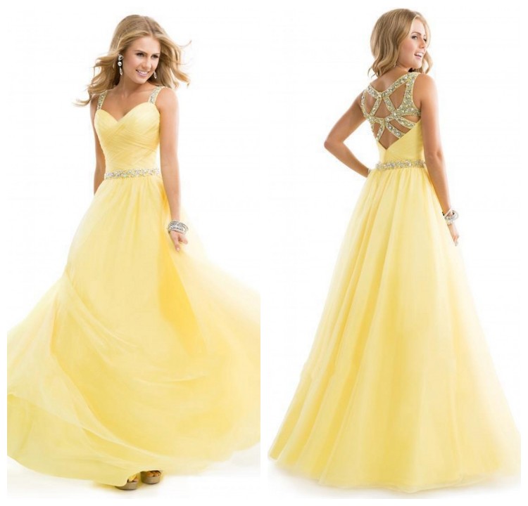 Charming Prom Dress,Yellow Prom Dresses,Tulle Prom Gown,Modest Evening
