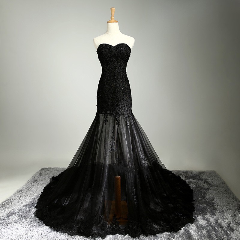 black mermaid gowns