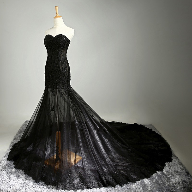black mermaid gowns